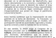 Asamblea Nacional de Gobiernos Regionales exigen censura del ministro de Cultura