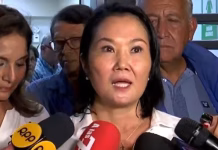 Keiko Fujimori exhorta al JNE y a la ONPE a definir a los candidatos que pasarán a la segunda vuelta
