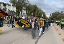 Estudiantes Antonianos ayer se movilizaron contra los transportistas y el incremento de tarifas